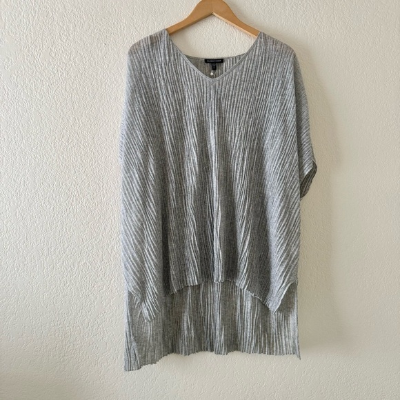 Eileen Fisher Box Pressed Viscose Linear Crinkle Blouse Tunic - Picture 3 of 6